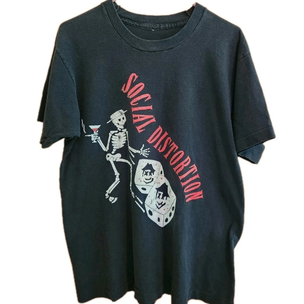 Vtg Social Distortion 1992 Bad Luck Tour Double Sided T Shirt Single Stitch Lrg